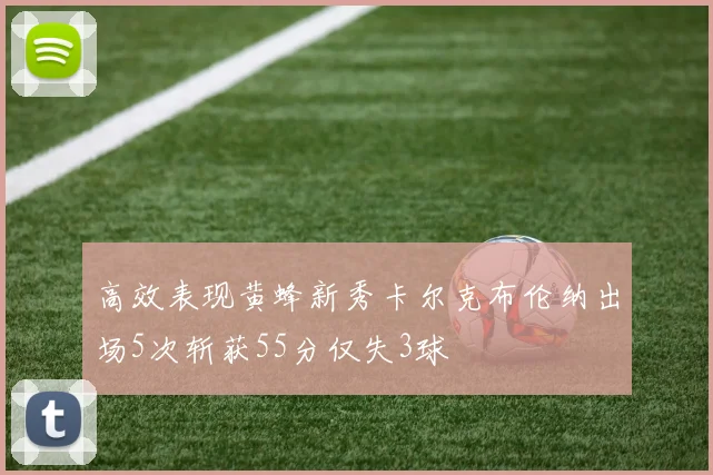 高效表现黄蜂新秀卡尔克布伦纳出场5次斩获55分仅失3球